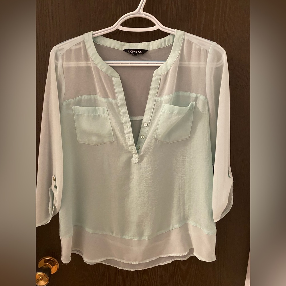 Light green, sheer top